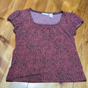 Worthington Red and Black Patterned Blouse